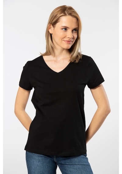 Wtshirt Siyah Venice Kısa Kollu V Yaka Kadın T-shirt 001