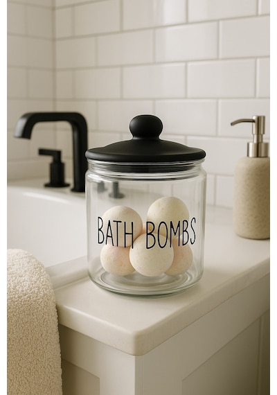Morponi Vakumlu Kapaklı Şeffaf Cam Banyo Düzenleyici Kavanoz Bath Bombs 1800 Ml Şeffaf