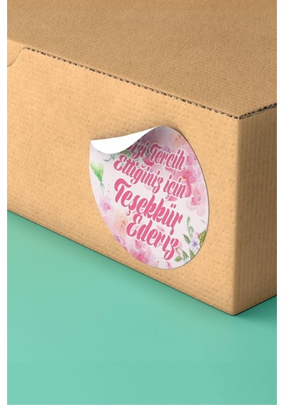 Çiçekli Teşekkür Ederiz Sticker 3x3cm St2358 Çok Renkli