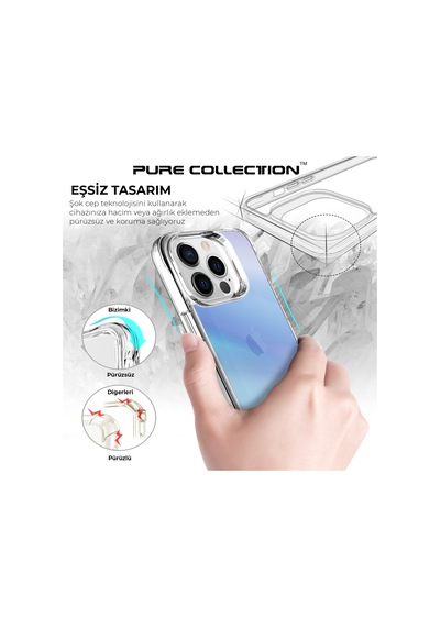 Bix Apple Uyumlu iPhone 13 Pro Max Pure Rainbow Renk Geçişli Şeffaf Kılıf Çizilmeye Dayanıklı Darbe Emici Parmak İzi Önleyici Mavi Bix Apple Uyumlu iPhone 13 Pro Max Pure Rainbow Renk Geçişli Şeffaf Kılıf Çizilmeye Dayanıklı Darbe Emici Parmak İzi Önleyici Mavi