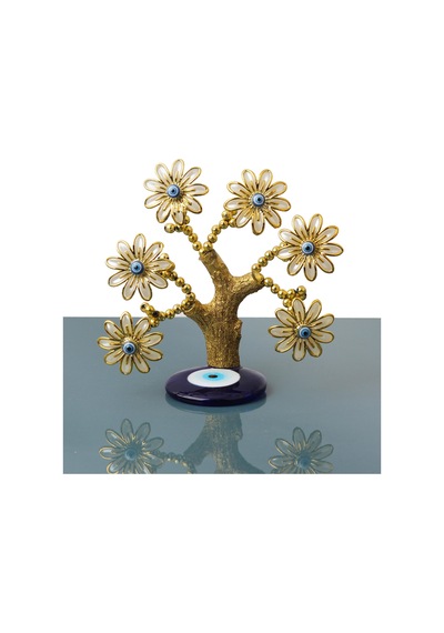 Feng Shui Nazar Boncuğu Çiçeği Hayat Ağacı Servet Çakra Şans Ağacı Mavi Göz Vitrin Masa Süsü Aster 14 Cm 94935310