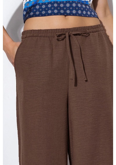 Hiccup Busem Kadın Dokulu Polyester Jogger Pantolon Kahve Kahvesi