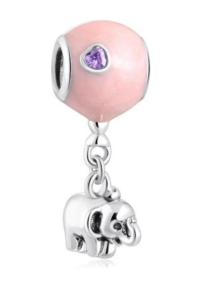 Fil Ve Mavi Balon Bilek İçin Gümüş Charm-pembe Çok Renkli