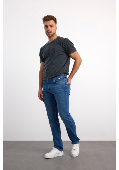 76081-09228 Erkek Denim Regular Fit Mıd Waıst Mid Leg Pantolon 76081-09228 Blue
