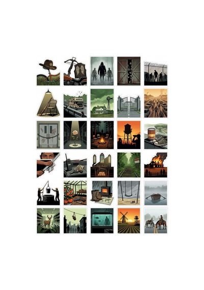 30 Adet The Walking Dead Temalı Sticker Seti - Laptop Defter Telefon İçin Çok Renkli