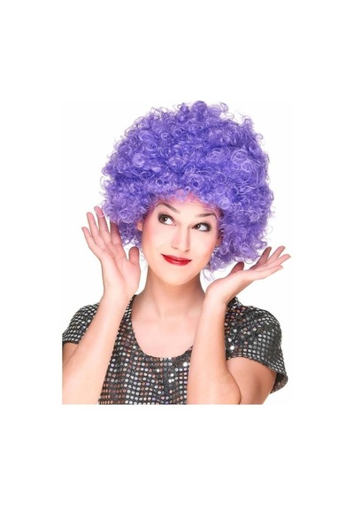 Mor Renk Kıvırcık Afro Bonus Peruk Parti Peruğu Pop