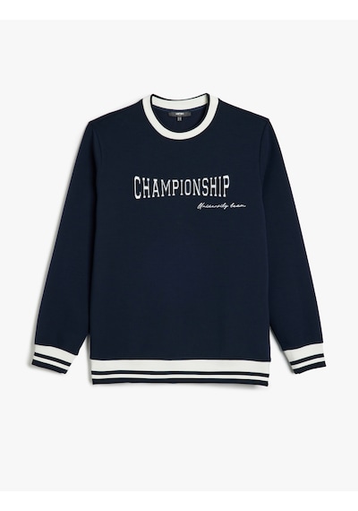 Koton Bisiklet Yaka Pamuk Karışımlı Şerit Detaylı Slogan Baskılı Sweatshirt Lacivert 5sam70039mk Lacivert Koton Bisiklet Yaka Pamuk Karışımlı Şerit Detaylı Slogan Baskılı Sweatshirt Lacivert 5sam70039mk Lacivert