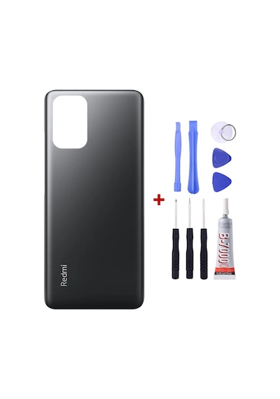 Xiaomi Redmi Note 10 Pro Siyah Arka Cam Kapak Pil Kapağı Tamir Set B7000 Set Siyah