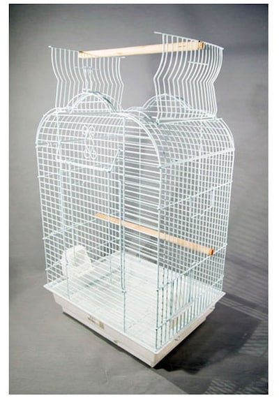 Pet - 930 - Papağan Kafesı Açılır Çatılı Beyaz 47x36x70 X - Glblseme - 1 Adet