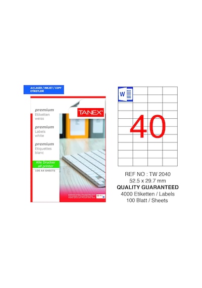 Tanex Tw-2040 52,5x29,7mm 100 Lü Lazer Etiketi