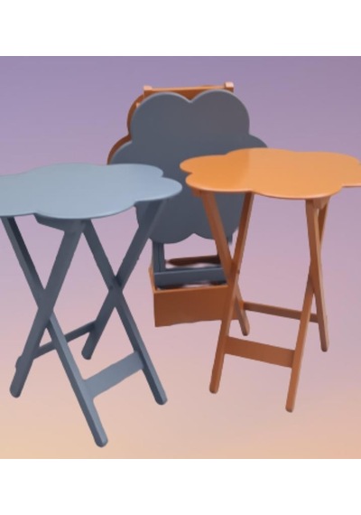 1448bng90108çanta Zigon Sehpa Papatya Dörtlü Model Ahşap Mdf Gri Ve Hardal Renk Uyum El Yapım