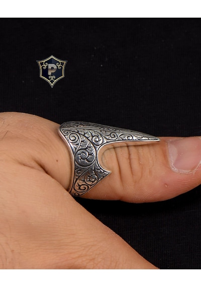 925 Ayar Gümüş Erkek Baş Parmak Zihgir Yüzüğü