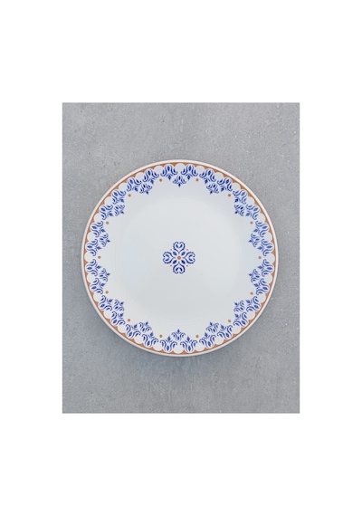 Ottoman 6 Kişilik Seramik Pasta Tatlı Tabağı Takımı - 20cm Mavi