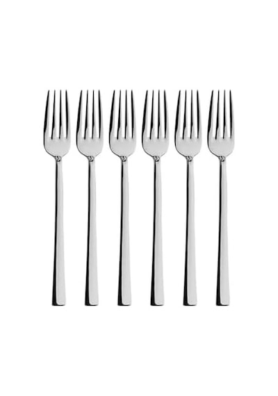 Gümüş Tatlı Çatalı Seti, Paslanmaz Çelik, 16 Cm, Metalik, Titanyum Kaplama, 6 Adet Abanoz