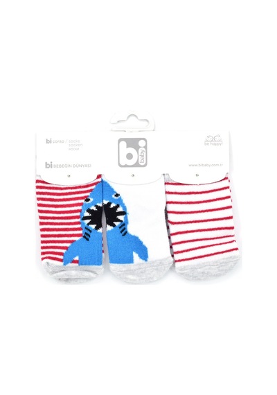 Bibaby Shark 3'lü Bebek Çorabı 68215