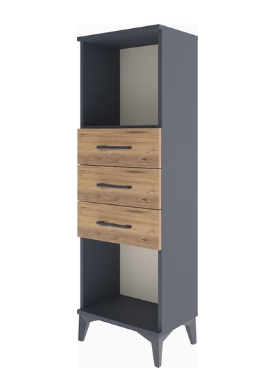 Arges Dolap Tek Raflı 3 Çekmeceli 44x30x134 Antrasit-çam Antrasit