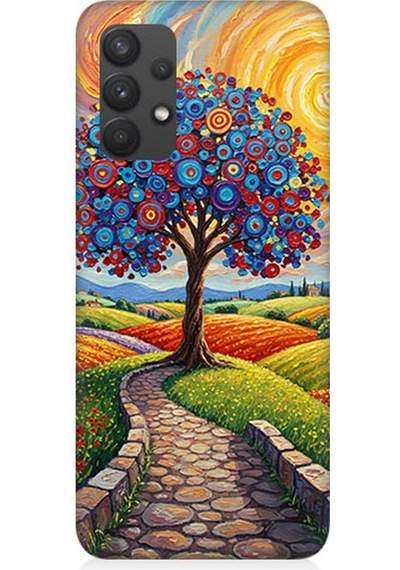 Samsung Galaxy A32 Uyumlu Masalsı Renkli Yolculuk Ağacı Desenli Silikon Kılıf Çok Renkli