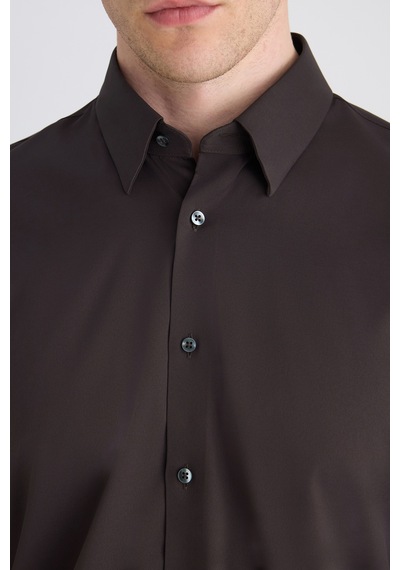 Twn Slim Fit Kahverengi Düz Gömlek 5ef02ad10288m Çok Renkli