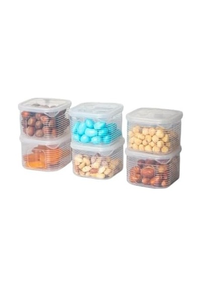 Saklama Kabı Sızdırmaz Kapak6 Lı Set Füme - Ölçü Kabı Hediyeli Çok Renkli