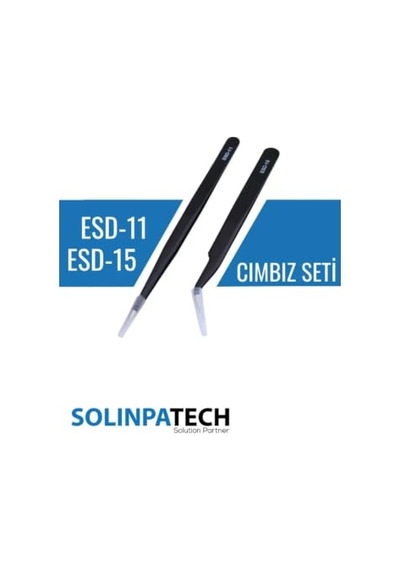 2'li Hassas Antistatik Cımbız Seti Karbon Fiber Uçlu Esd-11 & Esd-15