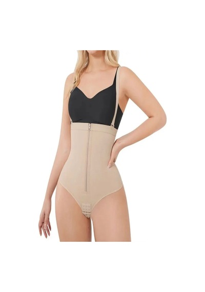 Fermuarlı String Korse Ten