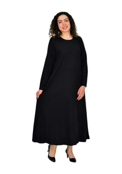 Wearon Kadın Siyah Uzun Kol Likralı Viskon Elbise Bgl-st04677 siyah