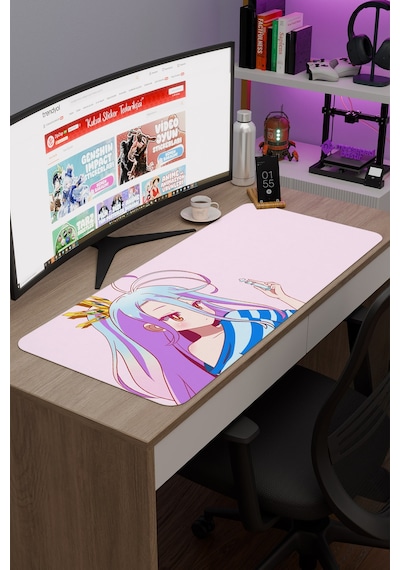 No Game No Life Anime V1 - 90x40 Xxl Gaming Kauçuk Kaymaz Taban Mouse Pad Fare Altlığı