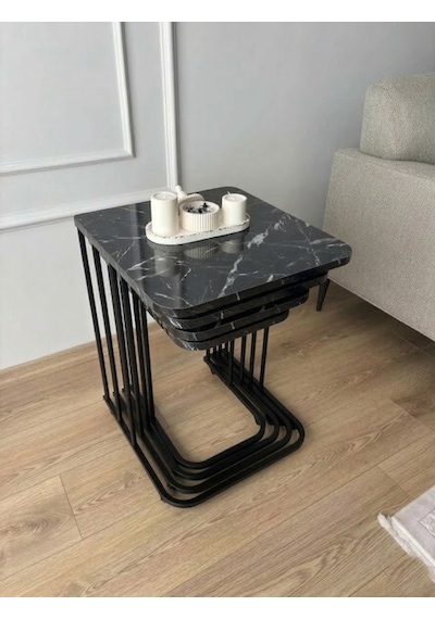 4 Lü Tekerlekli Zigon Sehpa Çok Renkli