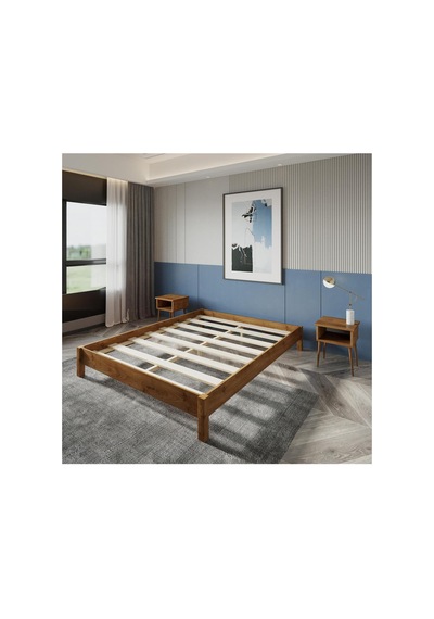 Renazzo Loft Masif Ahşap Karyola Ve 2 Adet Komodin Ceviz 160x200 Ceviz - 160 X 200