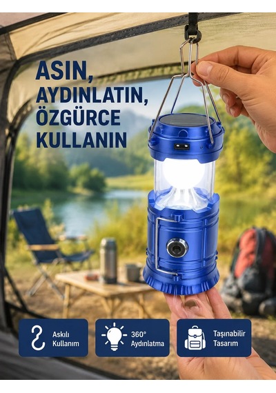 Güneş Enerjili Katlanabilir Kızaklı Kamp Feneri Usb Şarjlı, Çok Yönlü Ve Dayanıklı Tasarım Çok Renkli 36400638