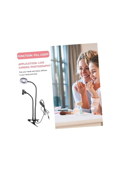 Led Ring Light Youtuber Stüdyo Işığı Akrobat Selfie Led Masa Lamba 3 Renk Işıklı 2in1 Telefon Tutucu