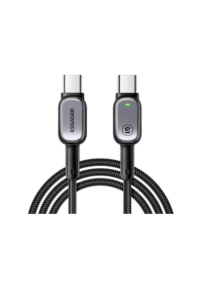 Essager E-marker Çipli Led Işıklı 1 Metre 100w Usb-c To Usb-c Şarj Kablosu Pd100w Type C Şarj Kablosu Desen - Ben10