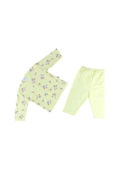 Sebi Bebe Bebek Pamuklu Önden Çıtçıtlı Tavşanlı Pijama Takım-14797 Sari