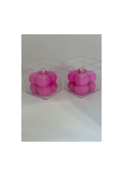 Şeffaf Kutulu İkili Küçük Pembe Bubble Mum-doğal %100 Soya Wax Dekor Mum Düğün, Nişan,kına Hediyelik