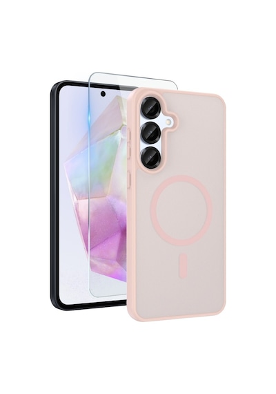 Teleplus Samsung Uyumlu Galaxy A17 Kılıf Babet Translucent Mat Kapak + Ekran Koruyucu Pembe