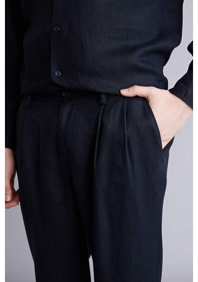 Defacto Relax Fıt Duble Paça Keten Pantolon C1826ax26smnv146 Lacivert-nv146