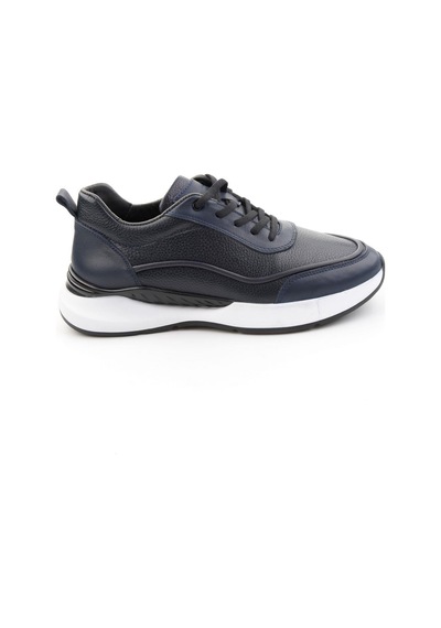 Bambi Lacivert Hakiki Deri Erkek Sneaker E01958176543
