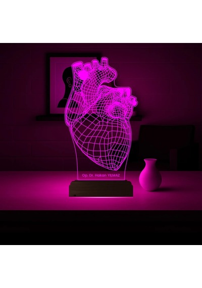 Luvivia Kalp Cerrah Kişiye Özel 3d Lamba - Masa Gece Lambası Şeffaf