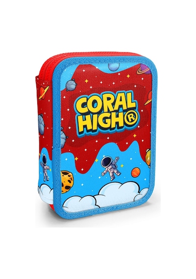 Coral High Erkek Çocuk Kırmızı Mavi Astronot Baskılı Katlı Organizer Kalemlik Kalem Kutusu 31113 Çok Renkli