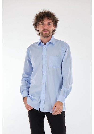 Gallini World Minimalist Erkek Gömlek - Uzun Kol, Regular Fit Açık Mavi