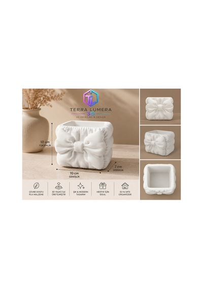 Bow Beauty Organizer Fırçalık, Rujluk Ve Kalemlik Beyaz