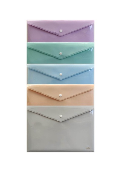 A4 Çıtçıtlı Zarf Dosya 5 Renk Pastel Renkler