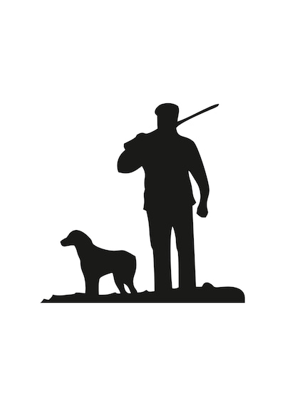 Avcı Ve Köpeği Sticker, Oto Sticker,off Road Sticker 13x13 Cm