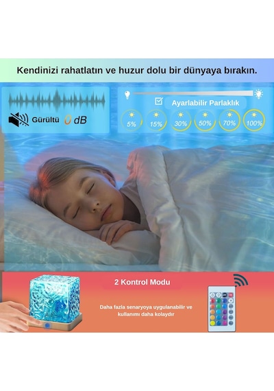 Çok Renkli Kuzey Işıkları Led Küp Projektör 16 Renk, 6 Parlaklık Gece Lambası Çok Renkli