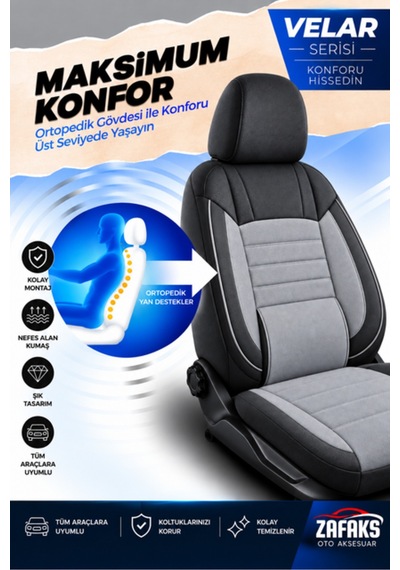 Hyundai Bayon Uyumlu Velar Serisi Keten Oto Koltuk Kılıfı Ortopedik Tam Set