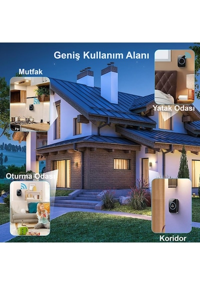 Triline Ledli Modern Kablosuz Kapı Zili 300metre Menzil 60 Çeşit