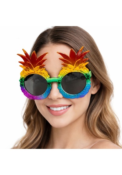 Tropikal Ananas Tasarımlı Renkli Hawaii Parti Gözlüğü 5691 "