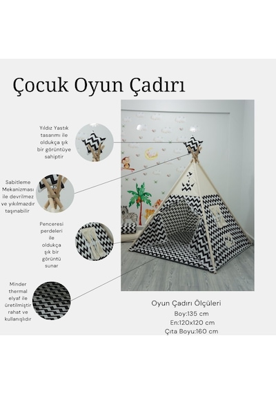 Kızıldereli Oyun Çadırı Devrilmeyen Sabitleme Mekanizmalı Zigzag