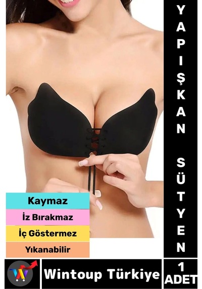 Wintoup İz Bırakmaz Kaymaz Göğüs Dikleştiren Dolgun Gösteren Toparlayan Göğüs Ucu Kapatıcı Yapışkan Sütyen Siyah