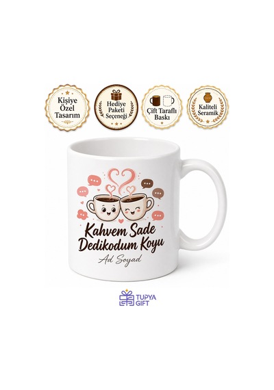 Kahvem Sade Dedikodum Koyu Kız Kıza Sohbet Kupası Hediye Bardak Beyaz / Çok Renkli